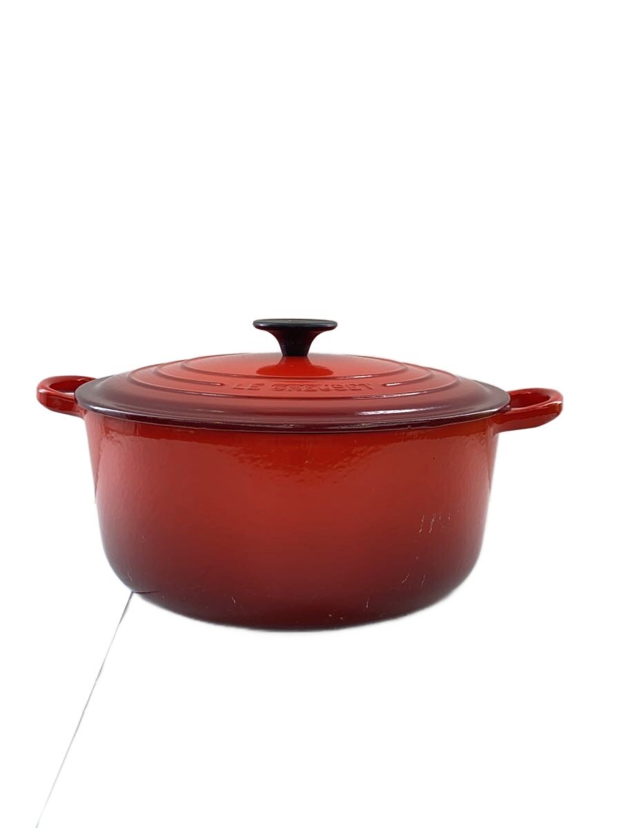 【中古】LE CREUSET◆ココットロンド/チェリーレッド/サイズ26cm/容量5.3L/重量5【 ...
