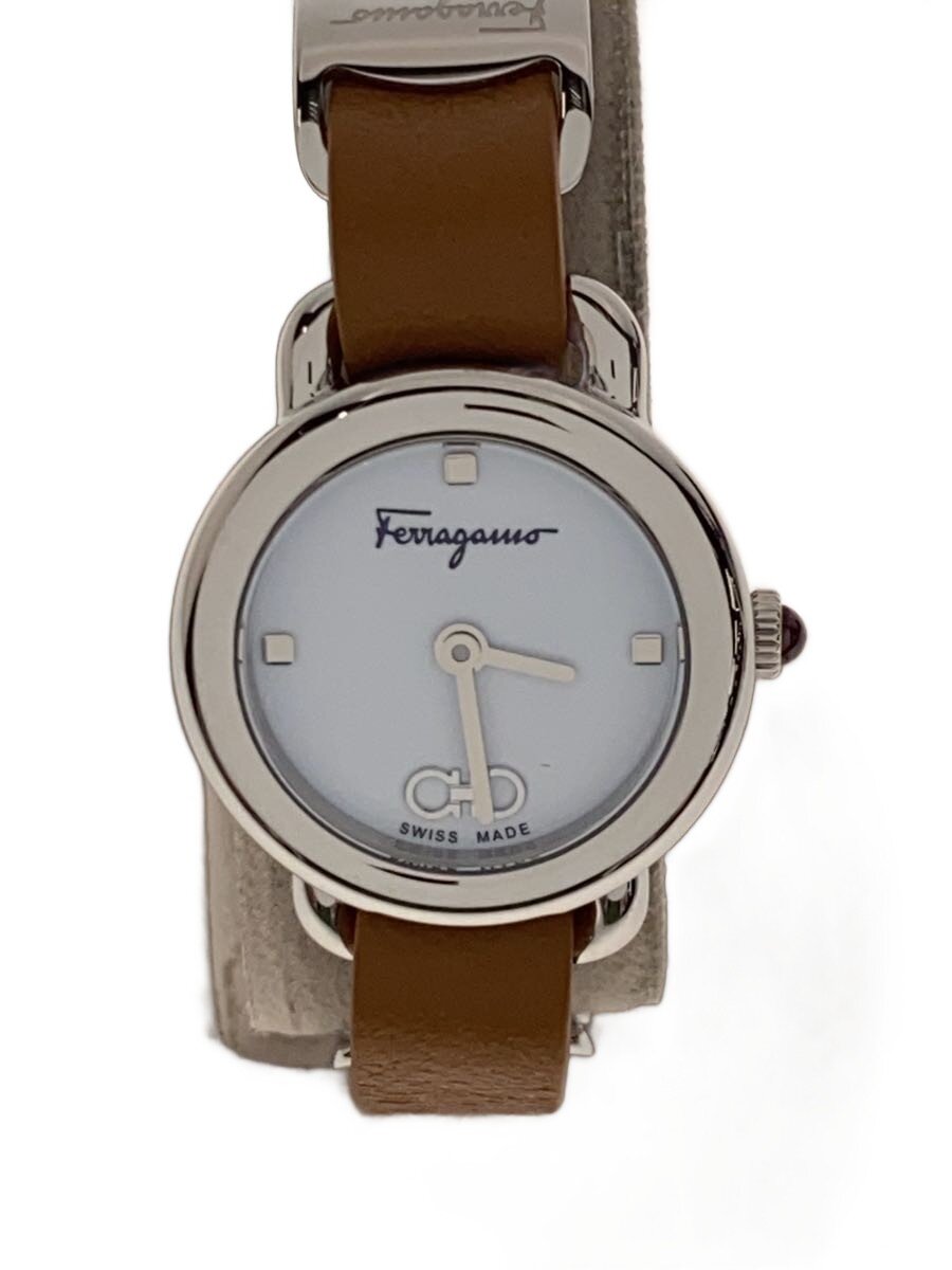 Other - 【中古】Salvatore Ferragamo◆VARINA/ヴァリナ/クォーツ腕時計/アナログ/レザー/ホワイト/ブラウン/SFHT01222【服飾雑貨他】