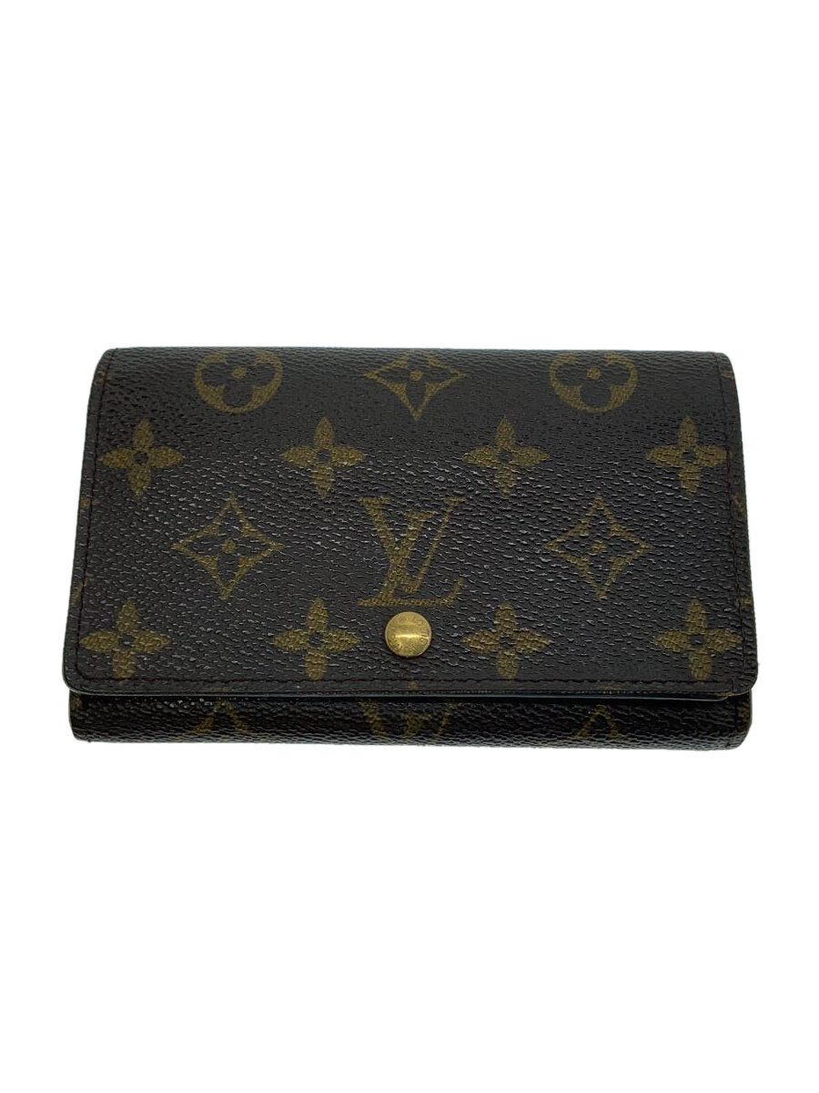 【中古】LOUIS VUITTON◆1)ポルト・モネ・ビエ・トレゾール_モノグラム・キャンバス_BRW/PVC/BRW/総柄/メンズ【服飾雑貨他】