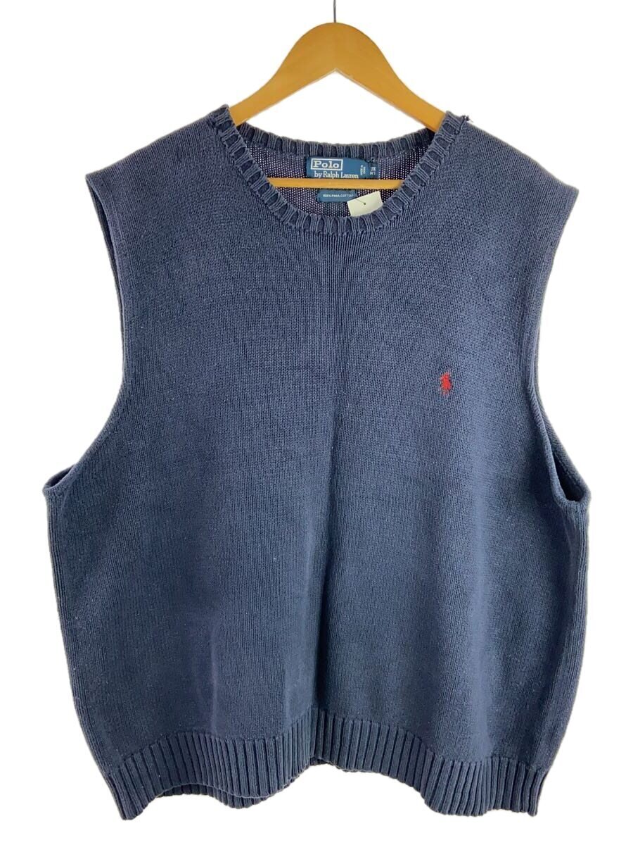 【中古】POLO RALPH LAUREN◆ニットベスト(薄手)/3XBIG/コットン/NVY//【メンズウェア】