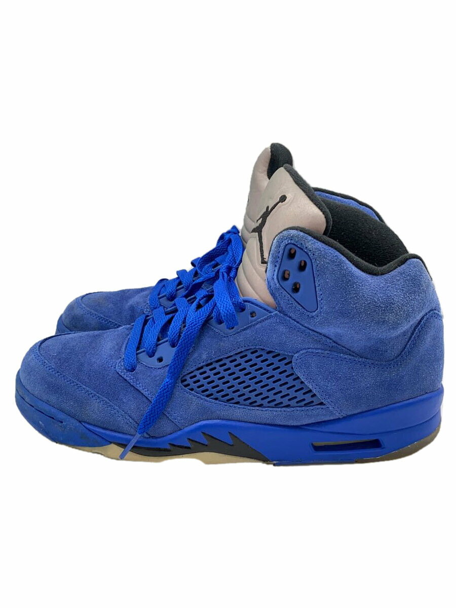 【中古】NIKE◆AIR JORDAN 5 RETRO/エアジョーダンレトロ/ブルー/136027-401/27cm/スウェード【シューズ】