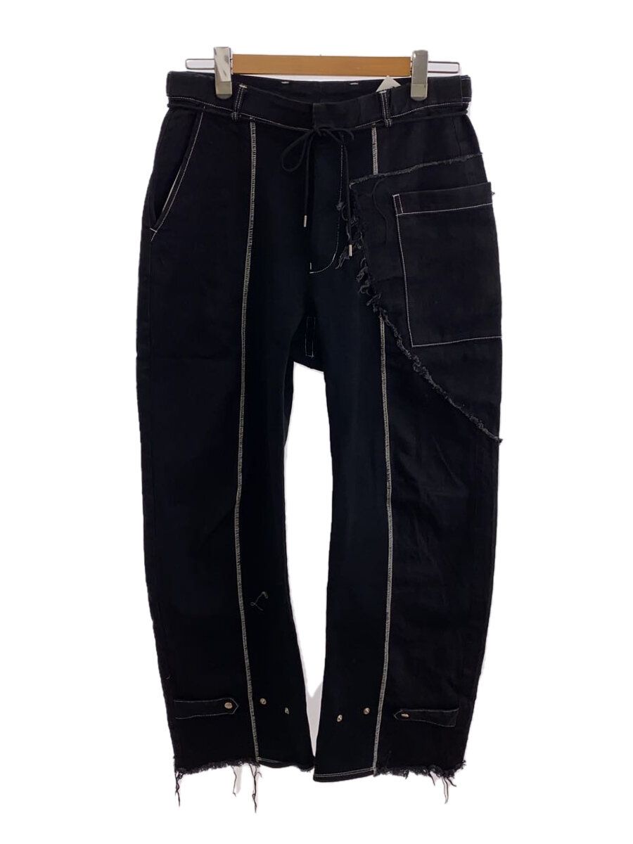 【中古】SYU.HOMME/FEMM◆Un Remake pants/M/コットン/BLK/H22SS-14【メンズウェア】