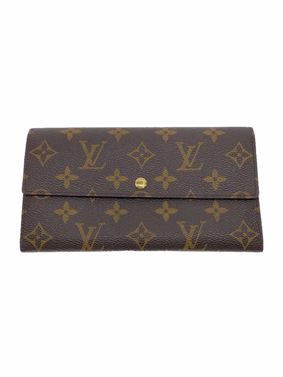 【中古】LOUIS VUITTON◆長財布/レザー/BRW/総柄/レディース/M61725/ポルトモネクレディ/モノグラム【服飾雑貨他】