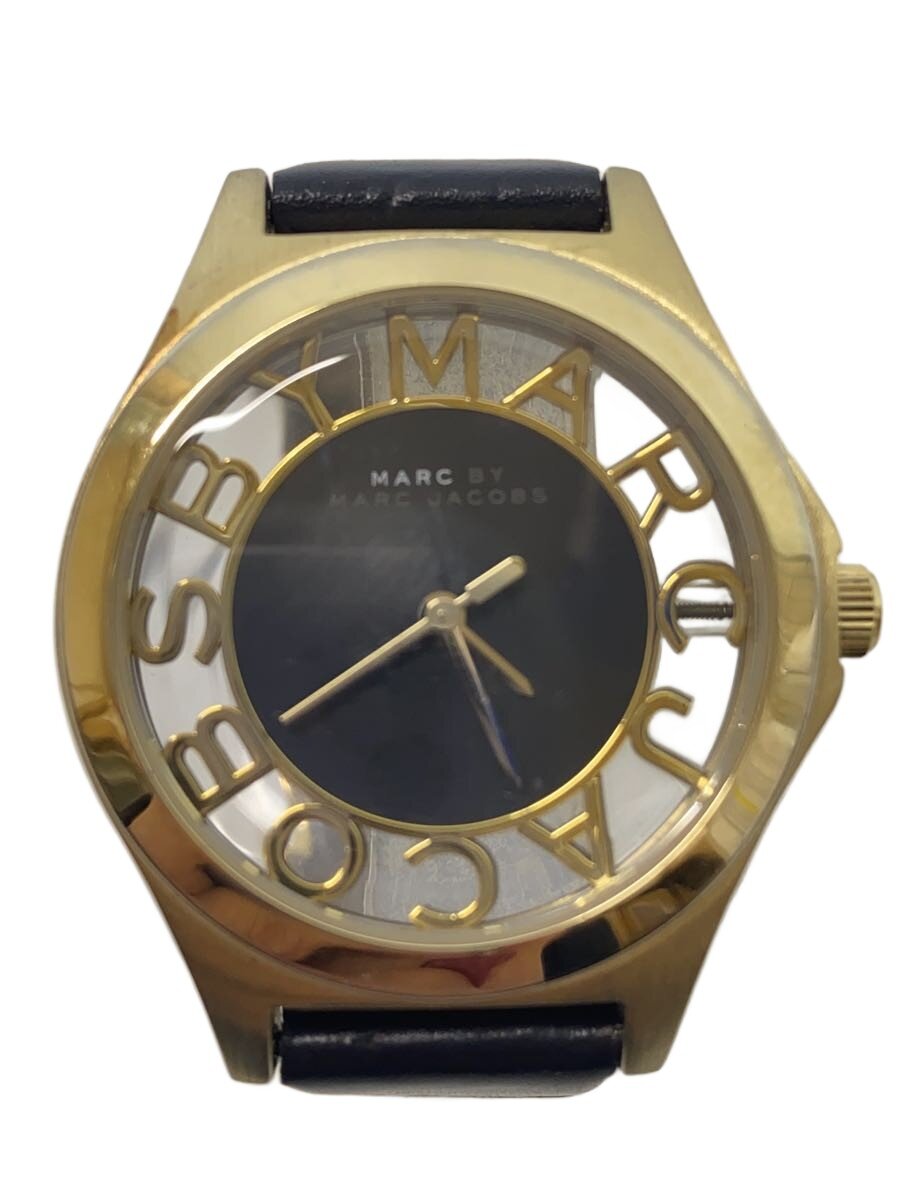 【中古】MARC BY MARC JACOBS◆Henry Skelton/クォーツ腕時計/--/レザー/BLK/BLK/SS/MBM1340//【服飾雑貨他】