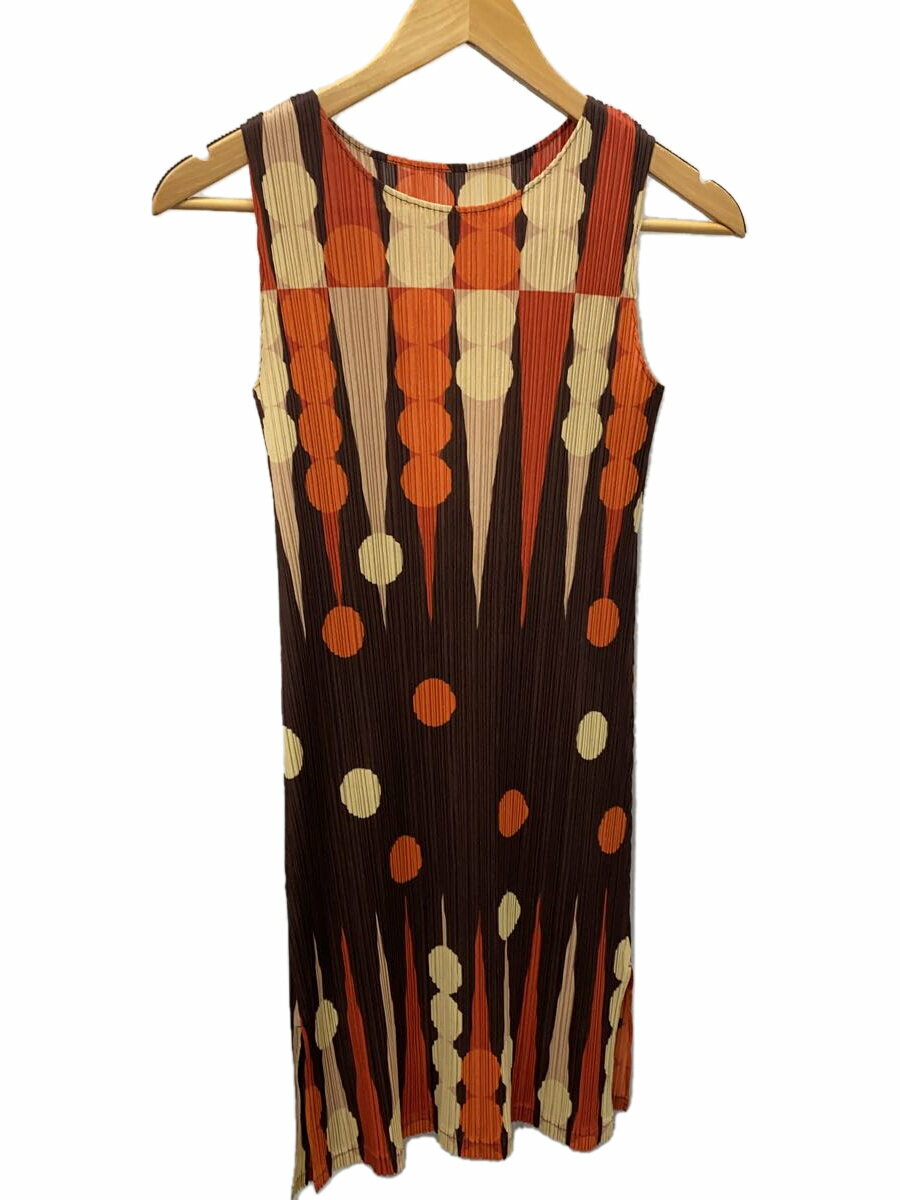 【中古】PLEATS PLEASE ISSEY MIYAKE◆チュニック/3/ポリエステル/BRW/総柄/PP73-JK613【レディースウェア】