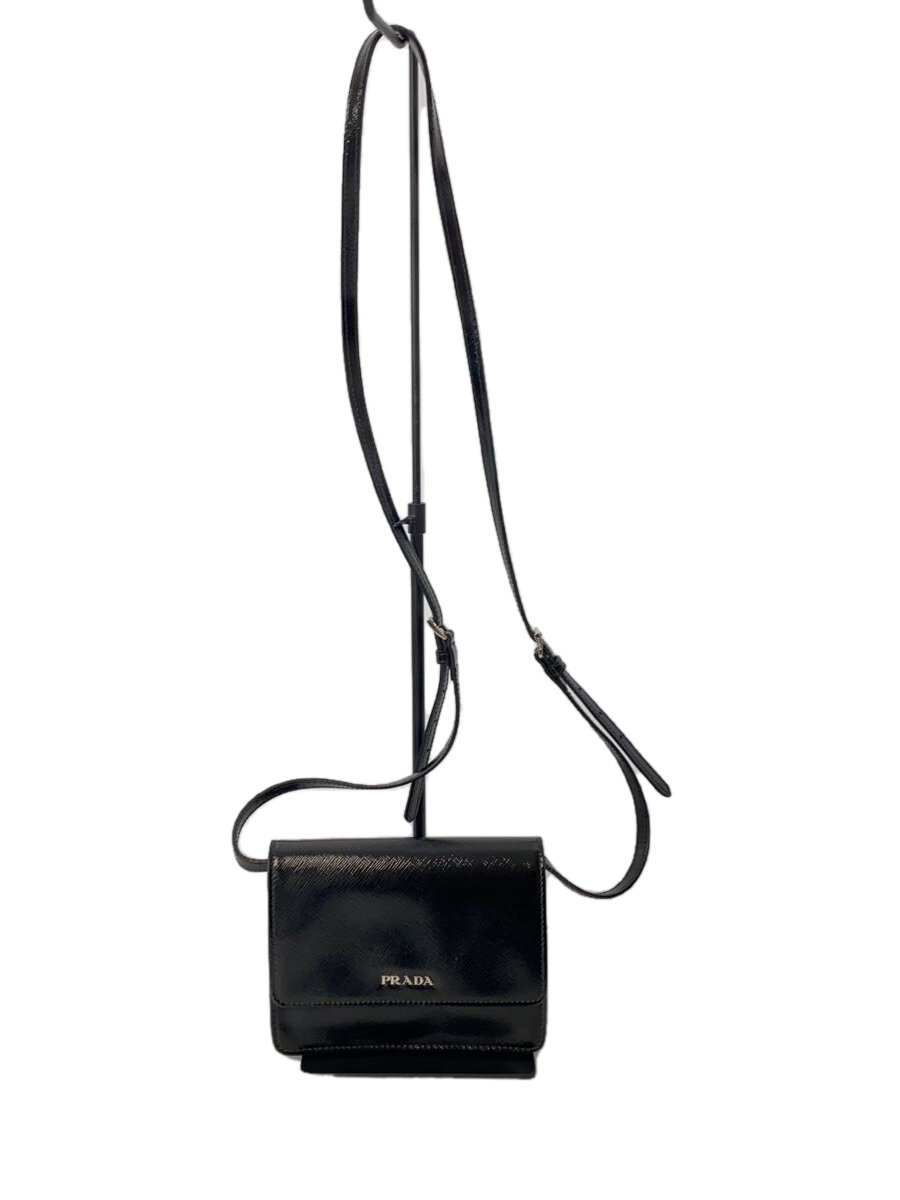 【中古】PRADA◆ショルダーバッグ/PVC/BLK/無地//【バッグ】