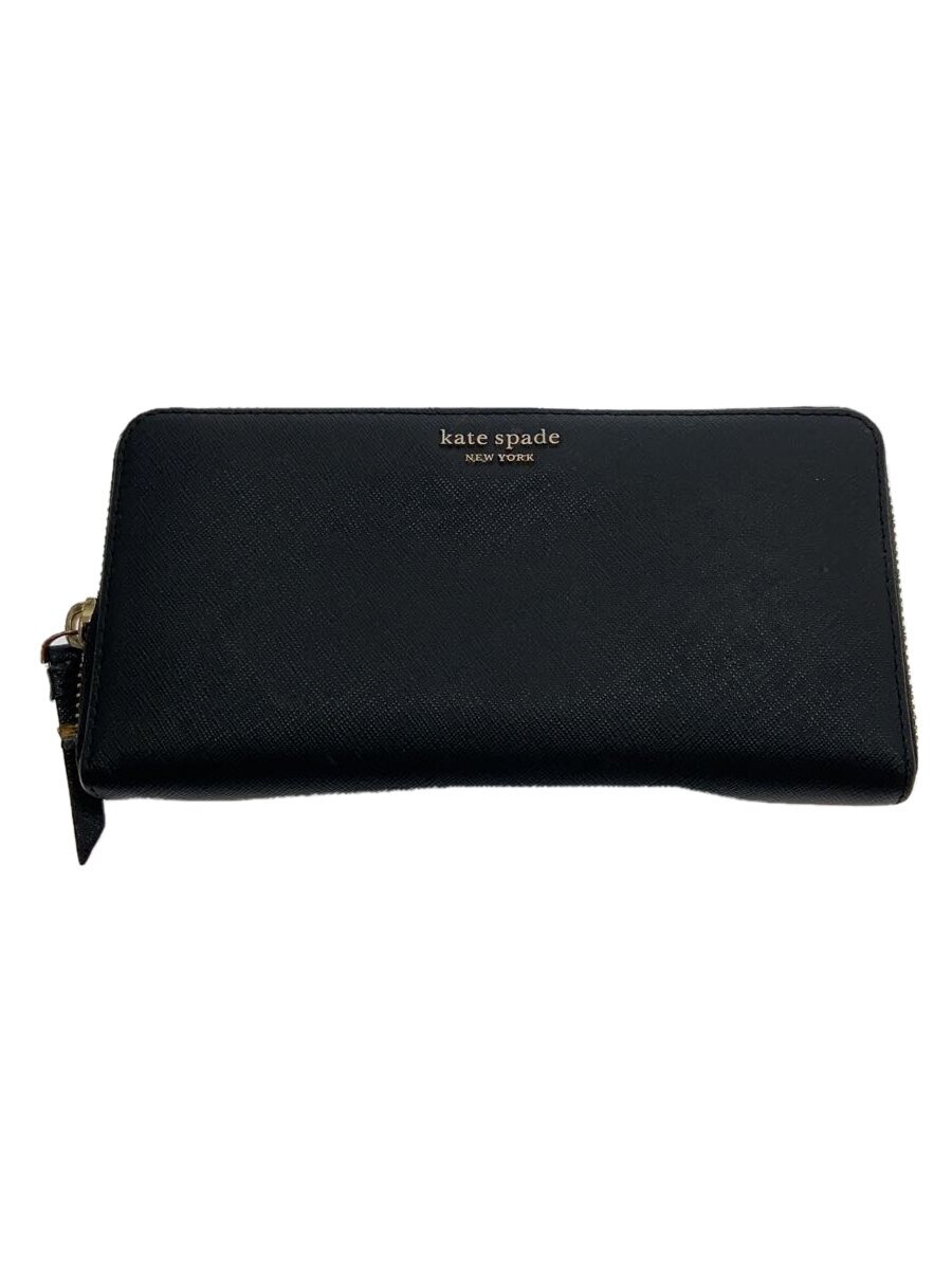 【中古】kate spade new york◆長財布/レザー/BLK/レディース/wlru5448【服飾雑貨他】