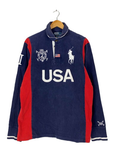 【中古】POLO RALPH LAUREN◆90s/ラガーシャツ/USA/ポロシャツ/XL/コットン/ネイビー【メンズウェア】 【中古】POLO RALPH LAUREN◆90s/ラガーシャツ/USA/ポロシャツ/XL/コットン/ネイビー【メンズウェア】