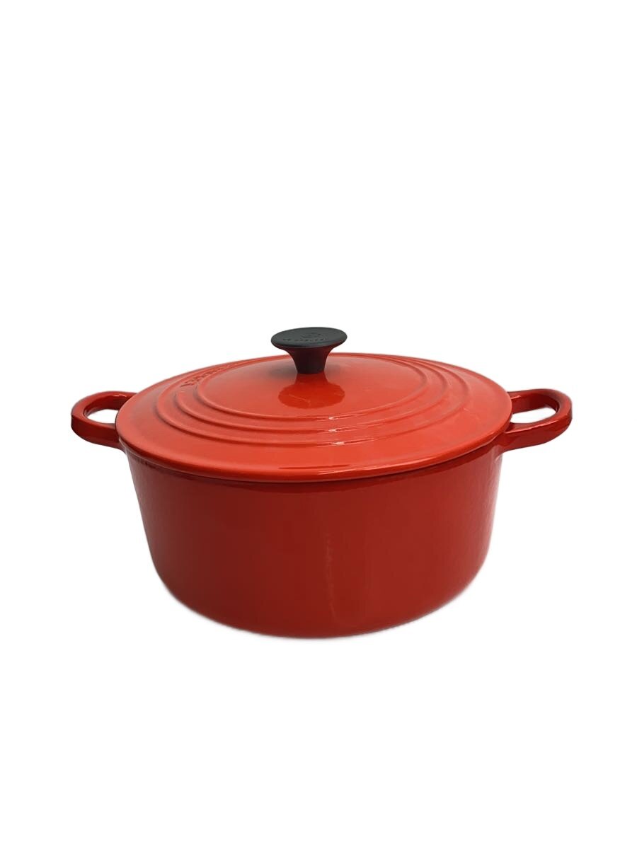 【中古】LE CREUSET◆シグネチャー ココット・ロンド/22cm/チェリーレッド/TRA COC RD 22 CAR SA JA【キッチン用品】