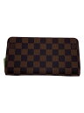 【中古】LOUIS VUITTON◆2)ジッピー・ウォレット_ダミエ・エベヌ_BRW_ブラウン/PVC/BRW/メンズ【服飾雑貨他】