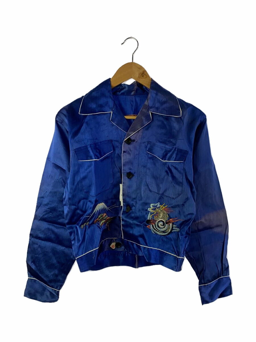 【中古】40~50S/スカシャツ/龍/富士山/長袖シャツ/--/--/NVY【メンズウェア】
