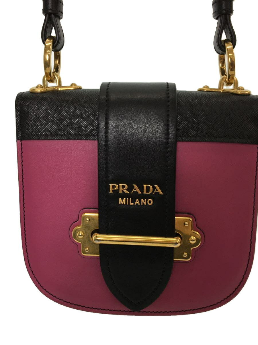 【中古】PRADA◆ショルダーバッグ/レザー/PNK/無地/1BH018【バッグ】