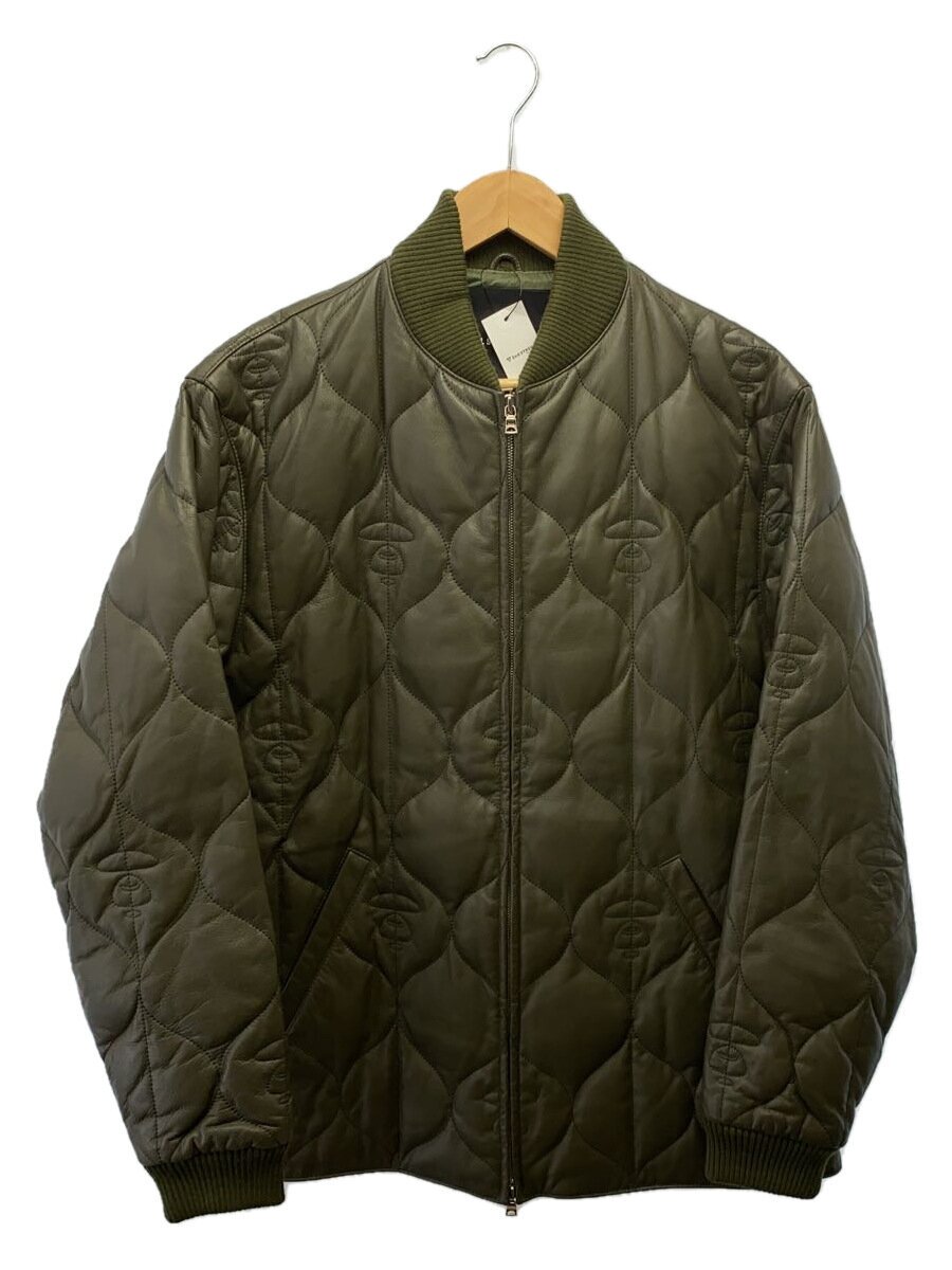 【中古】A BATHING APE◆×PEEL SLOWLY AND SEE/レザーダウンジャケット/キルティング/M/牛革/カーキ//【メンズウェア】の商品画像