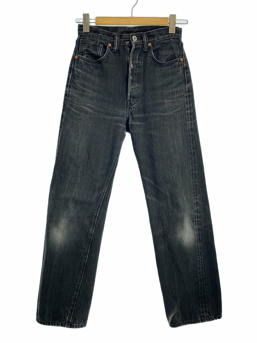 【中古】TCBjeans◆ボトム/28/コットン/BLK/猫パッチ/赤耳/ボタンフライ【メンズウェア】
