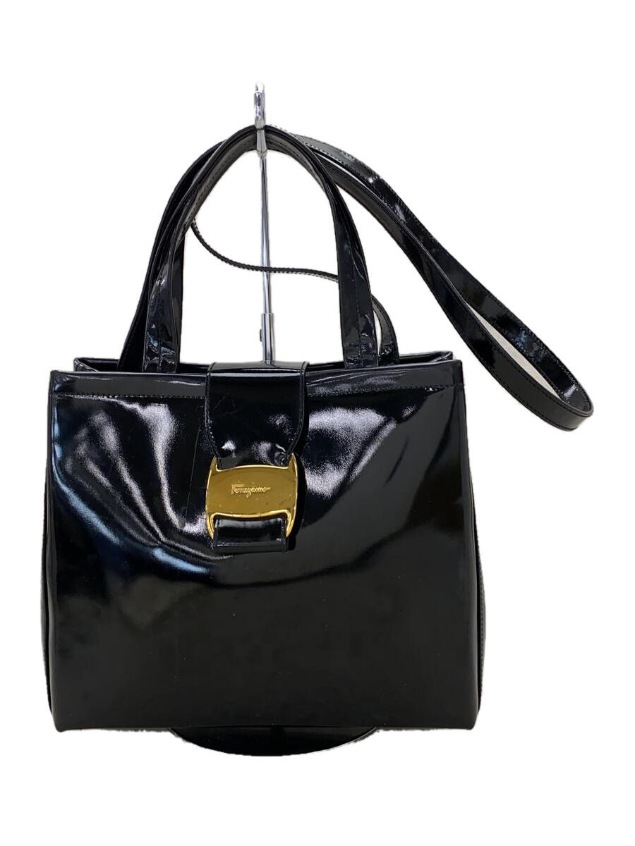 【中古】Salvatore Ferragamo◆ハンドバッグ/レザー/BLK/AQ-21 8252【バッグ】