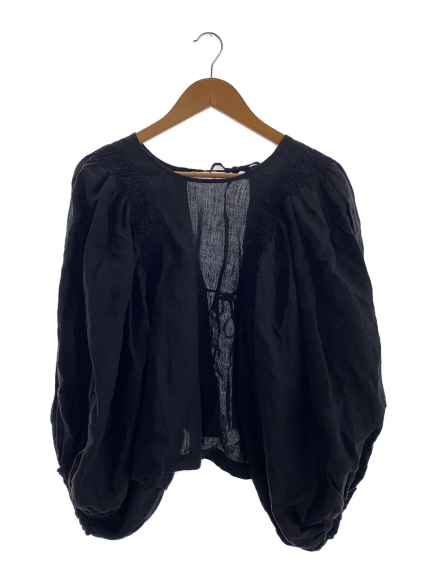 IENA LA BOUCLE◆HERITER/24ss/hand smocking blouse/FREE/リネン/BLK/H1-24-3006//