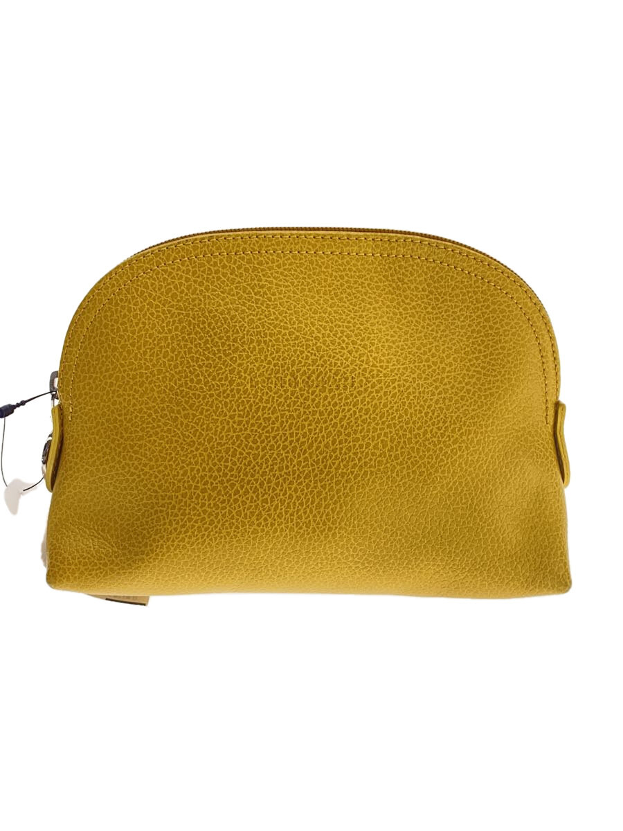【中古】LONGCHAMP◆ポーチ/--/YLW/無地【バッグ】