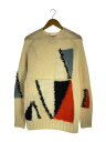 【中古】JIL SANDER◆ニット・セーター(厚手)/ジオメトリック/S/ウール/CRM【メンズウェア】