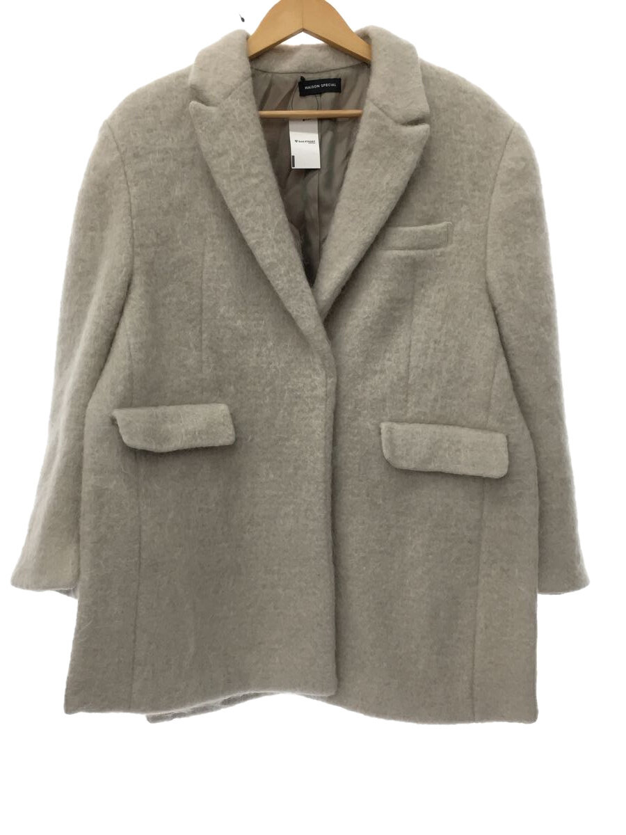 【中古】MAISON SPECIAL◆シャギーモヘアオーバージャケット/コート/FREE/ウール/BEG/無地/21222115203//【レディースウェア】