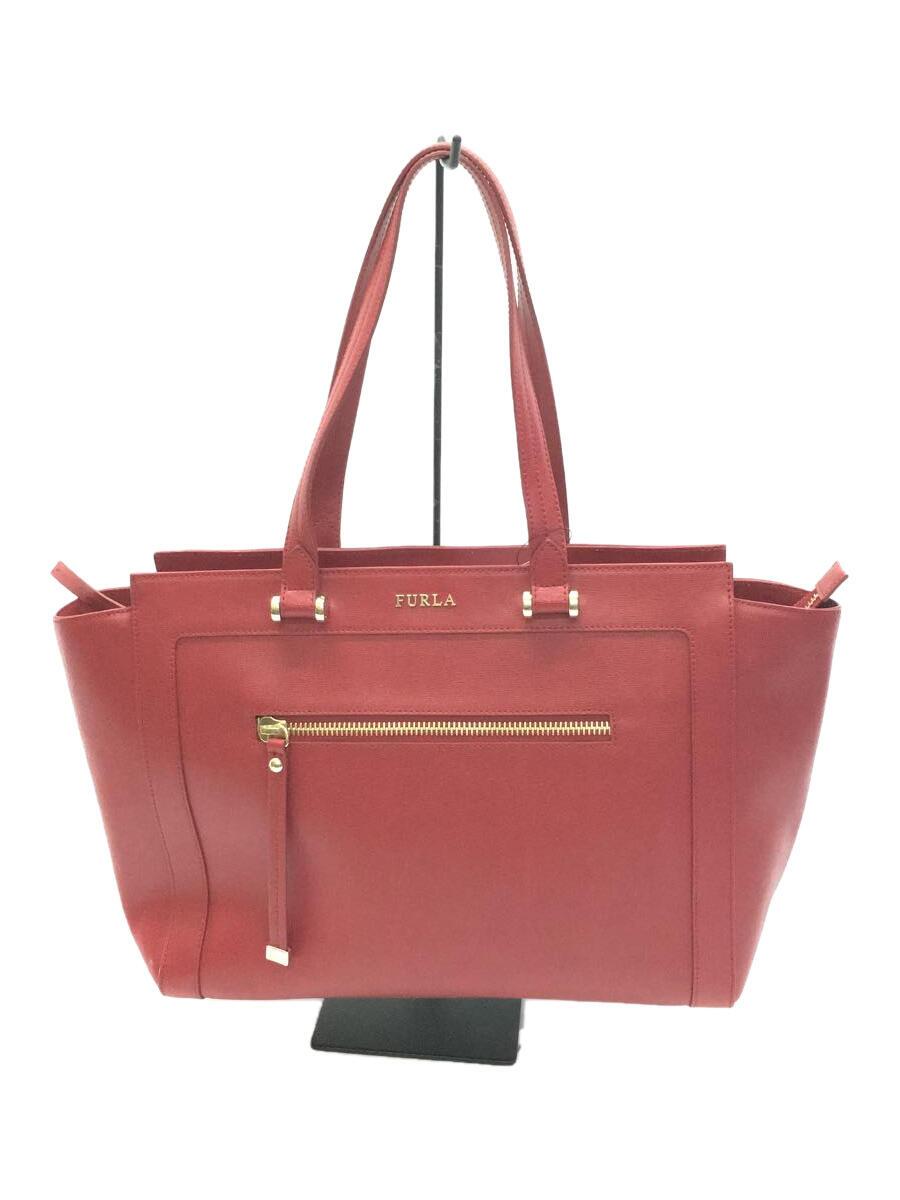 【中古】FURLA◆トートバッグ/レザー/レッド【バッグ】