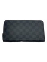 【中古】LOUIS VUITTON◆ジッピー・オーガナイザー_ダミエ・グラフィット_BLK/PVC/BLK/メンズ【服飾雑貨他】