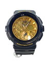 【中古】CASIO◆クォーツ腕時計/アナログ/GLD/BLK/BGA-195M【服飾雑貨他】