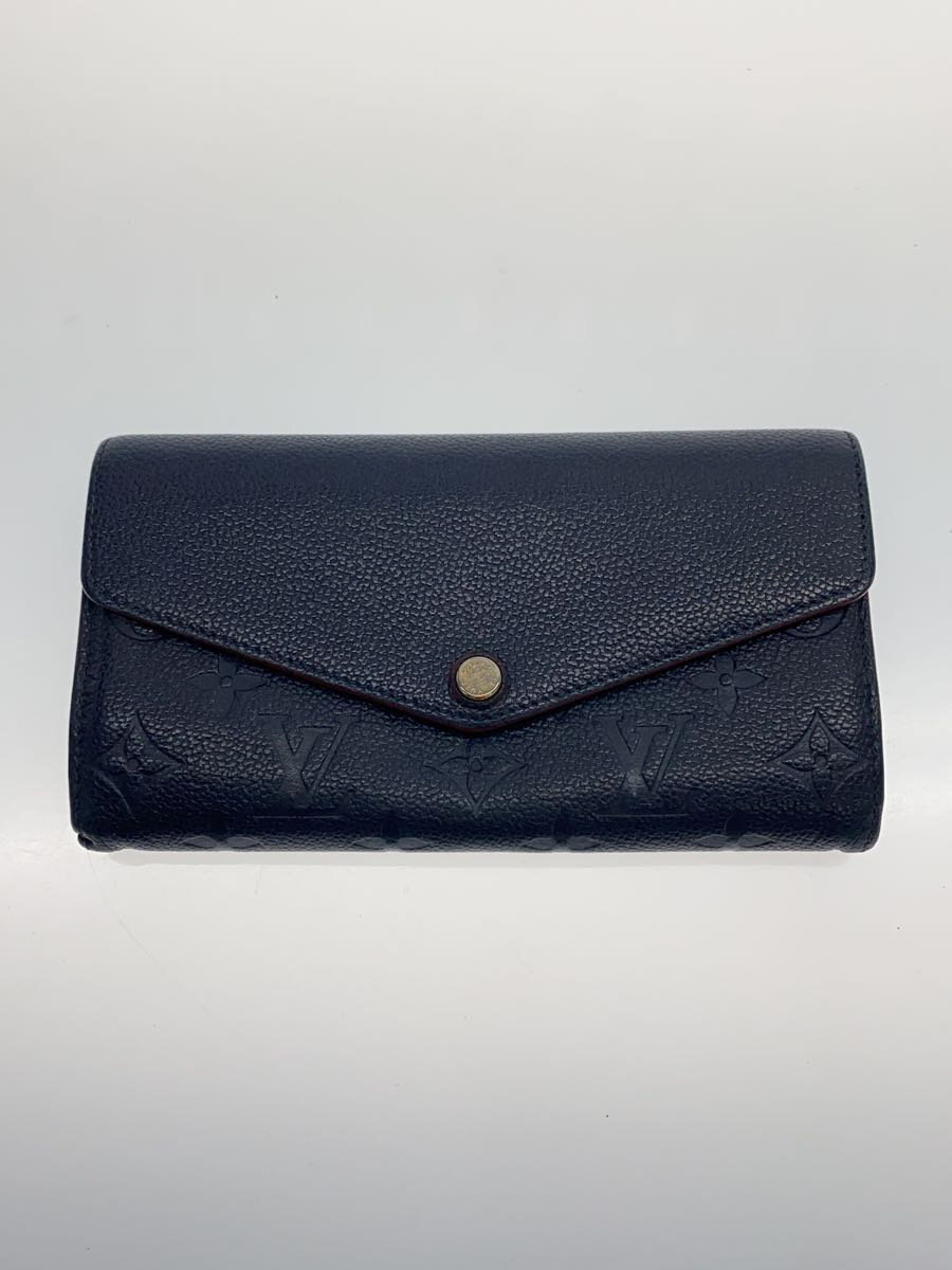【中古】LOUIS VUITTON◆ポルト・フォイユ・サラ_モノグラム・アンプラント_NVY/牛革/NVY/レディース【服飾雑貨他】