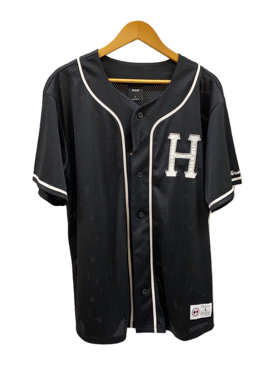 【中古】HUF◆半袖シャツ/L/ポリエステル/BLK/KN00487//【メンズウェア】