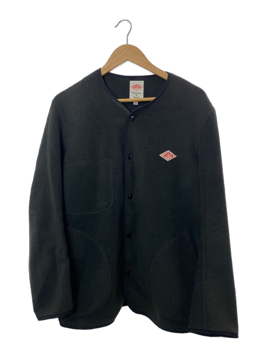 【中古】DANTON◆FLEECE COLLARLESS JACKET/フリースジャケット/42/ポリ/BLK/JD-8939【メンズウェア】