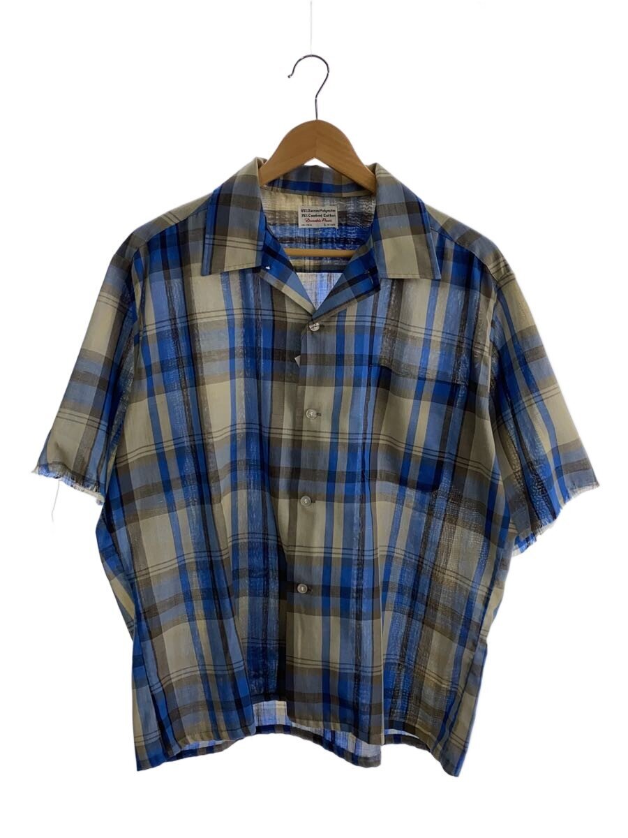 60s-/vintage/Durable Press/開襟シャツ/半袖シャツ/L/ポリエステル/チェック//