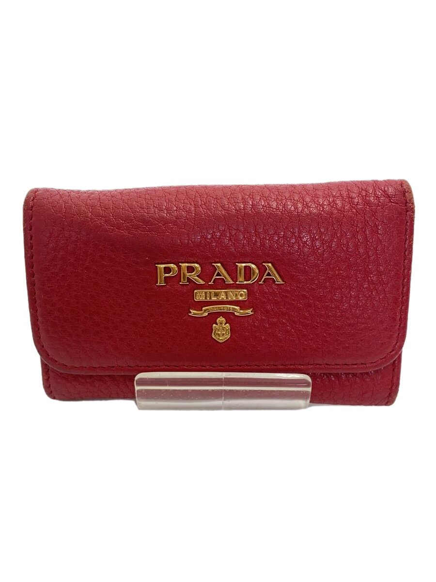【中古】PRADA◆内側汚れ有/6連/キーケース/レザー/RED/レディース【服飾雑貨他】