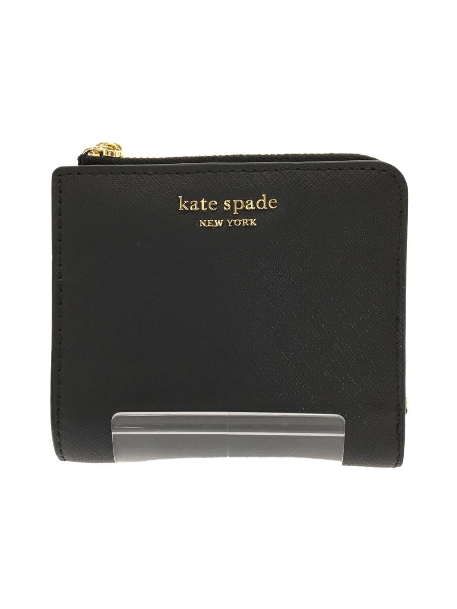 【中古】kate spade new york◆2つ折り財布/PVC/BLK/ブリン/サファイアーノ/スモール/L-zip/バイフォールドウォレット【服飾雑貨他】