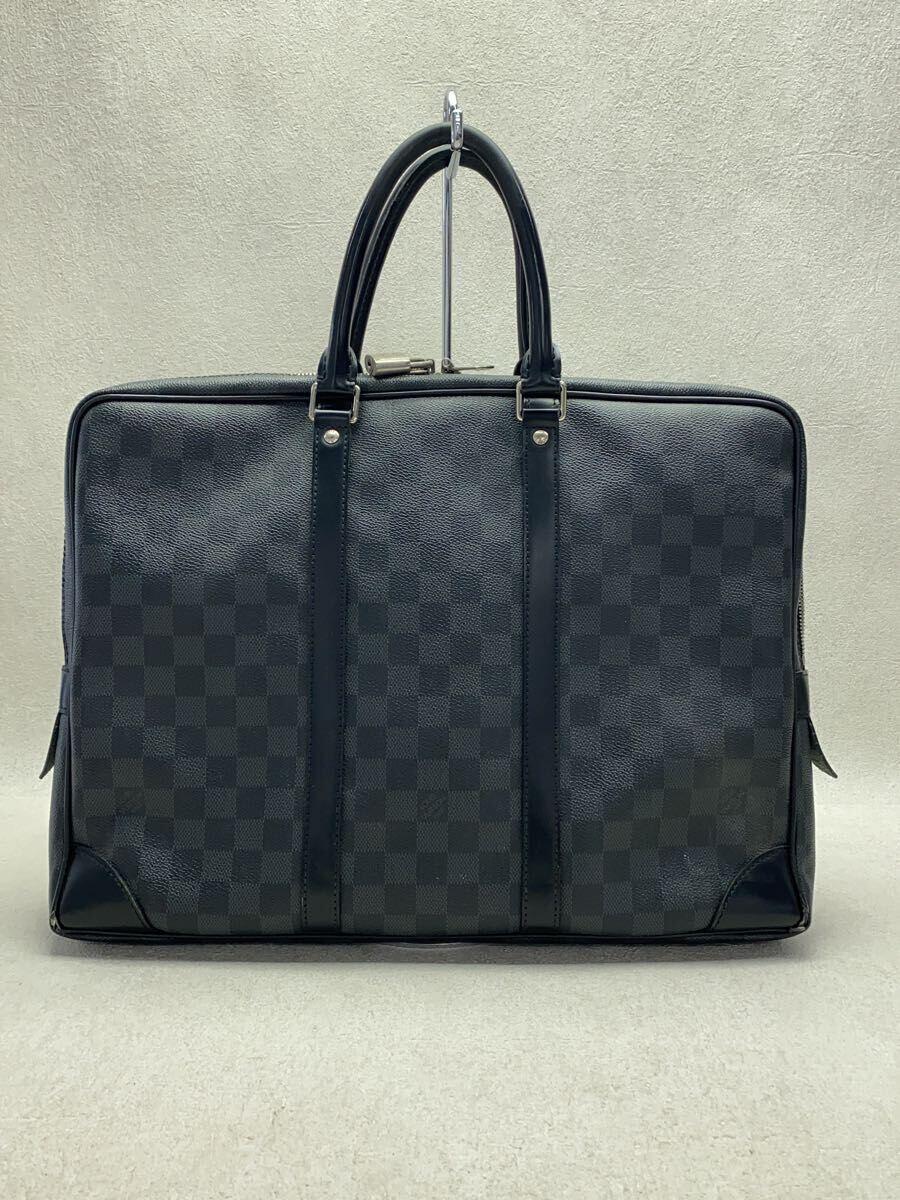 【中古】LOUIS VUITTON◆ポルト・ドキュマン・ヴォワヤージュ_ダミエ・グラフィット_N41125/BLK/PVC/BLK//【バッグ】