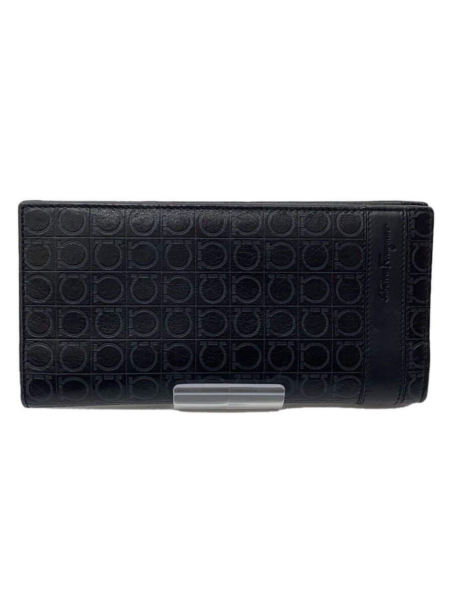 【中古】Salvatore Ferragamo◆長財布/--/BLK/総柄/メンズ/668744/Gancini pattern【服飾雑貨他】