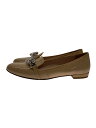 【中古】MIU MIU◆フラットパンプス/35.5/BEG/エナメル/ビジュー/【シューズ】