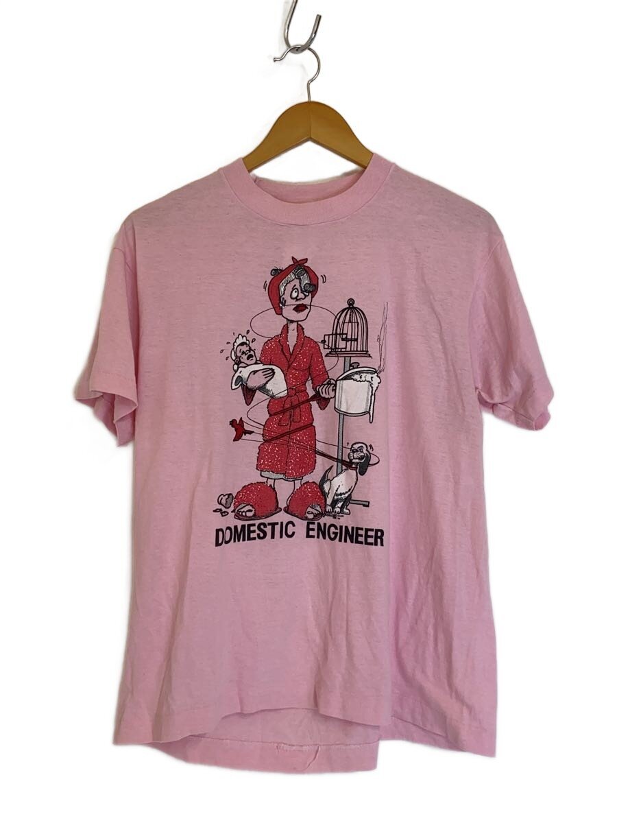 SCREEN STARS◆80s/DOMESTIC ENGINEER/Tシャツ/L/コットン/PNK