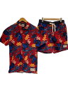 【中古】TOMMY JEANS◆セットアップ/M/コットン/RED/総柄/アロハ【メンズウェア】