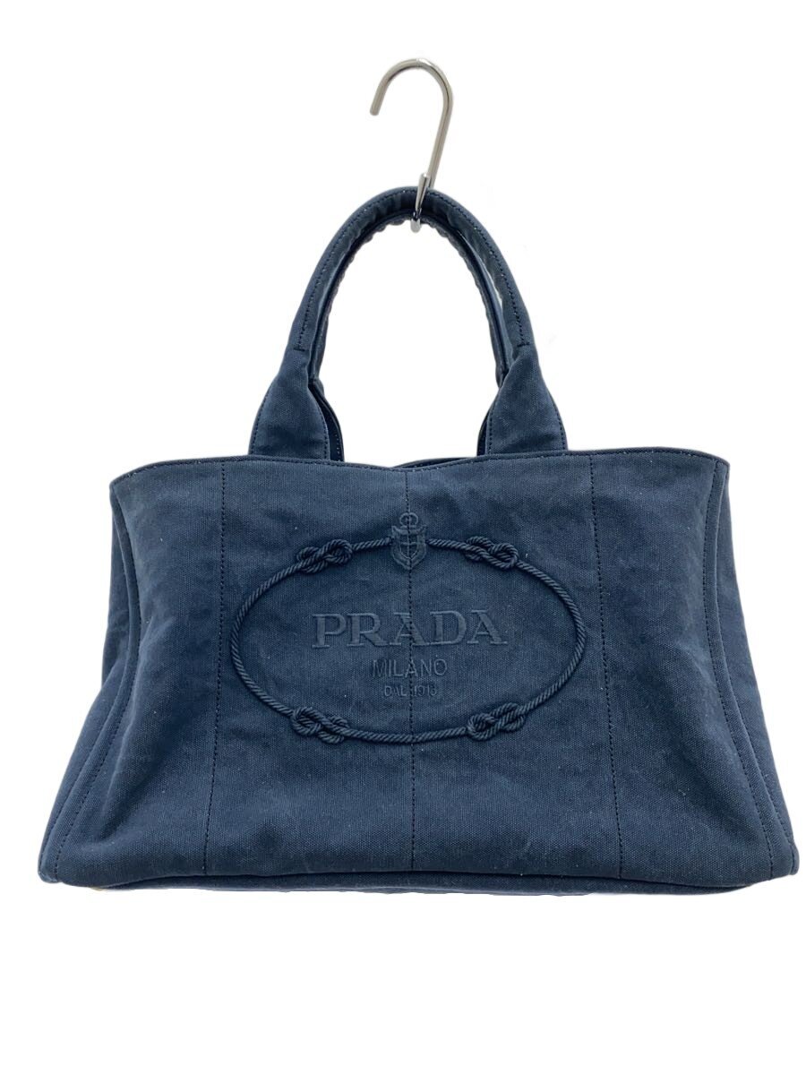 【中古】PRADA◆トートバッグ/キャンバス/BLU【バッグ】