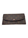 【中古】LOUIS VUITTON◆ポルト・フォイユ・エミリー_モノグラム・キャンバス_BRW_ローズバレリーヌ/PVC/BRW/レディース【服飾雑貨他】