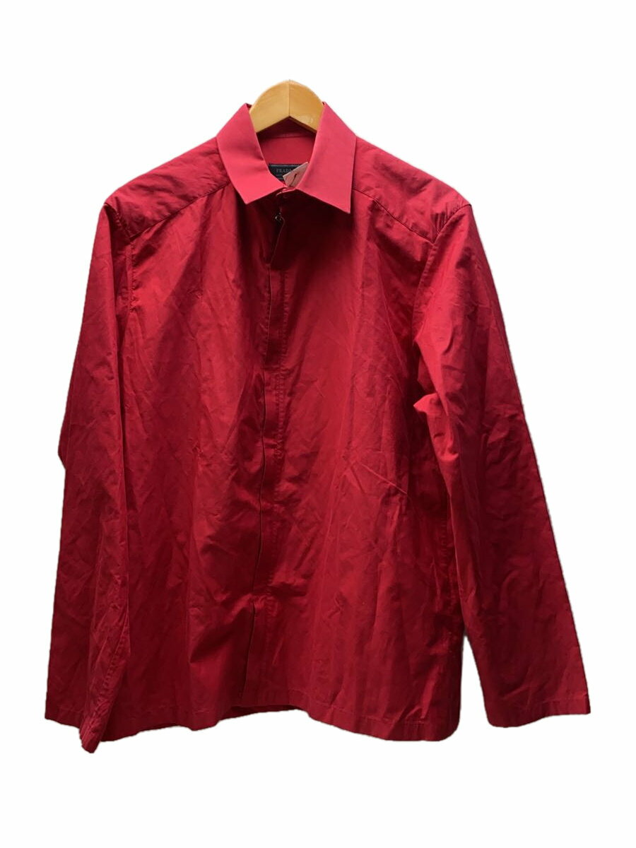 【中古】PRADA◆長袖シャツ/--/ナイロン/RED/無地//【メンズウェア】