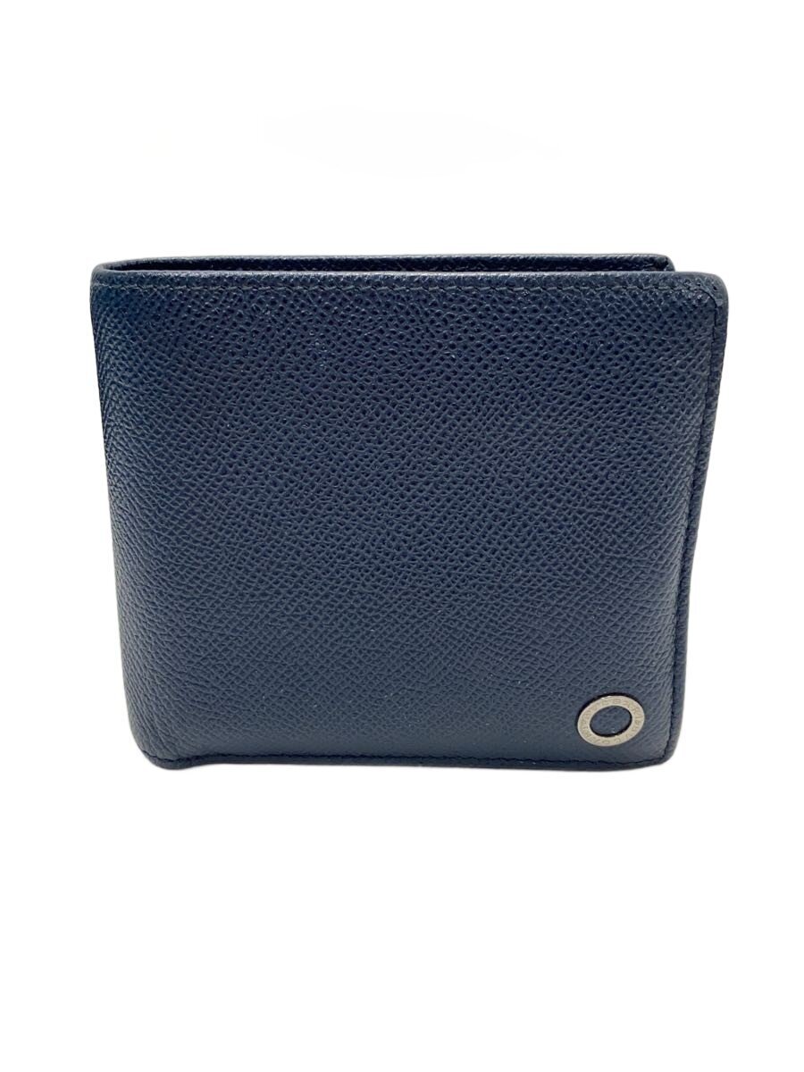 【中古】BVLGARI◆2つ折り財布/レザー/NVY/メンズ/39324【服飾雑貨他】
