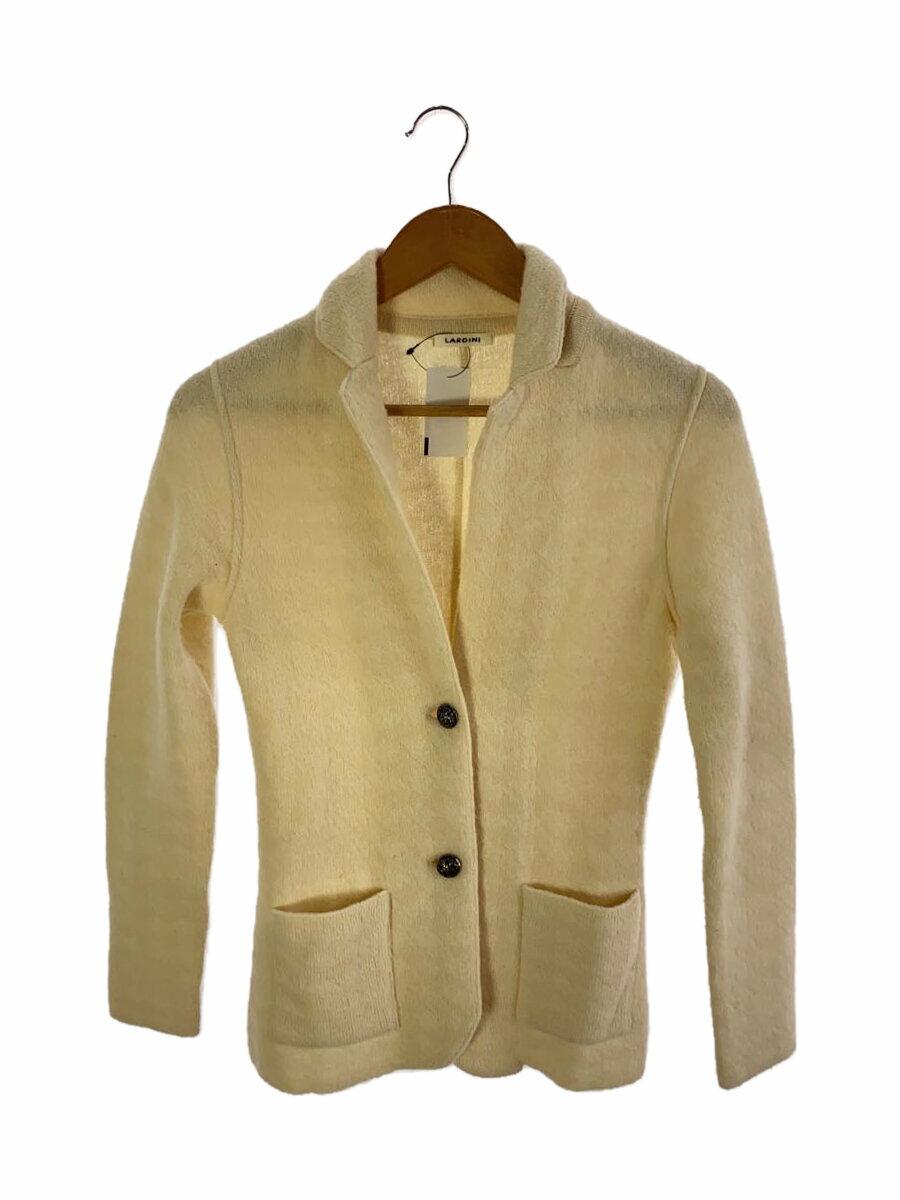 【中古】LARDINI◆シルバーボタン2Bニットジャケット/38/ウール/CRM/無地//【レディースウェア】