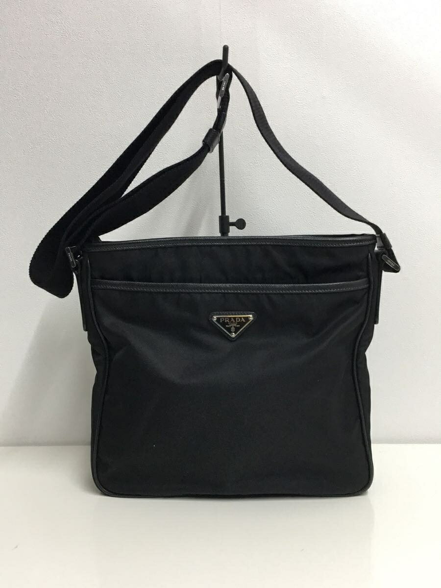 【中古】PRADA◆ショルダーバッグ/ナイロン/BLK【バッグ】