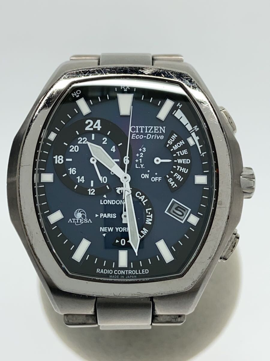 【中古】CITIZEN◆アテッサ/トノー/クォーツ腕時計/アナログ/ステンレス/GRY/ATP53-2652【服飾雑貨他】
