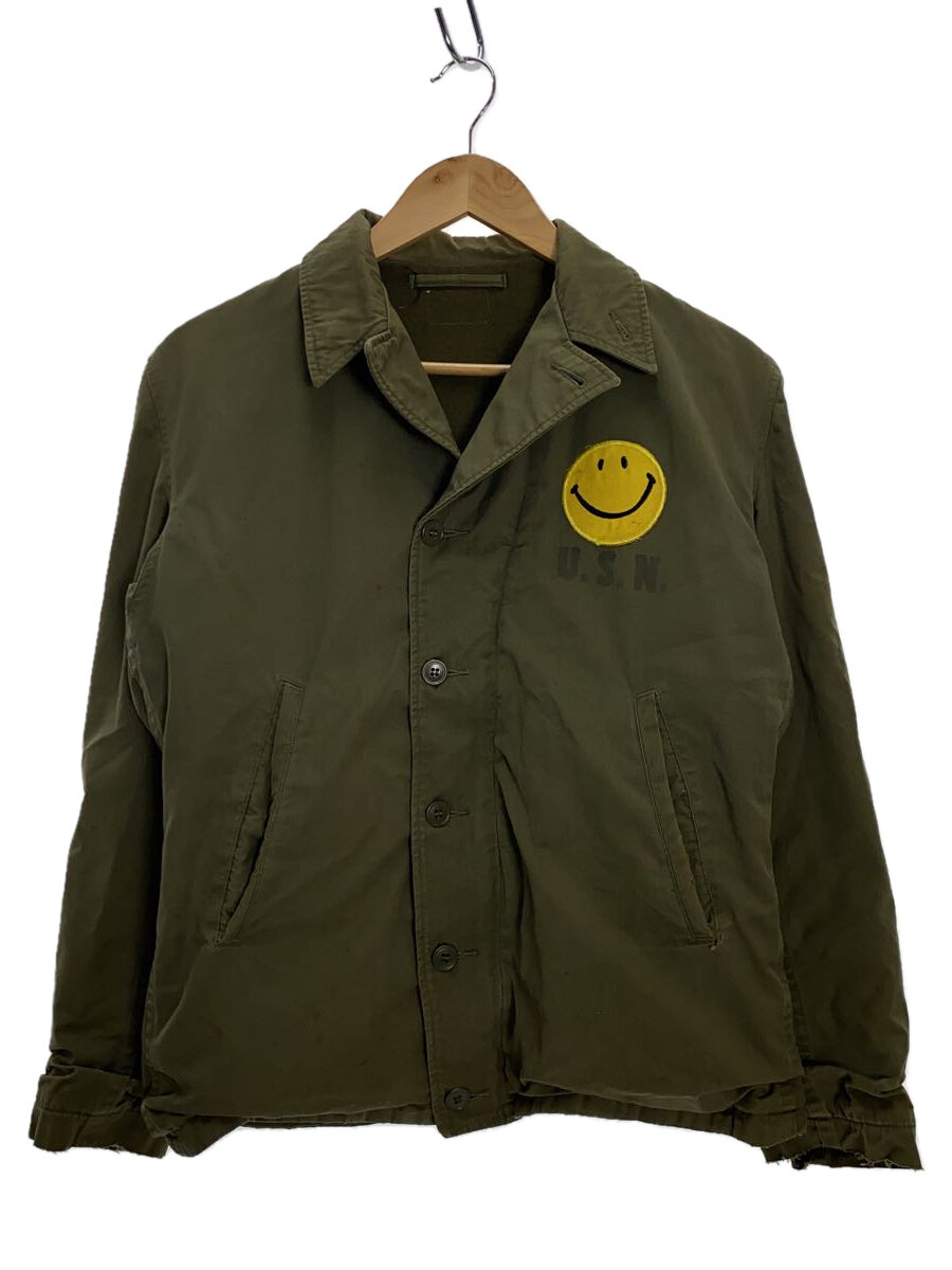【中古】US.NAVY◆40s~/N-4/TALONジップ/スマイルワッペン/ジャケット/--/--/KHK/無地【メンズウェア】