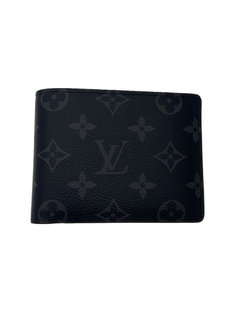 【中古】LOUIS VUITTON◆2つ折り財布/レザー/GRY/モノグラム/メンズ/M62294【服飾雑貨他】