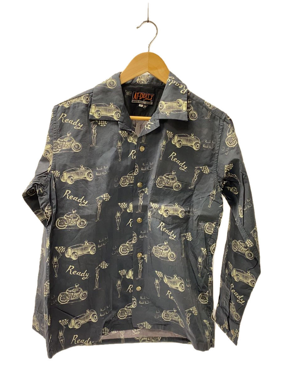 【中古】AT-DIRTY◆長袖シャツ/S/コットン/GRY/総柄【メンズウェア】