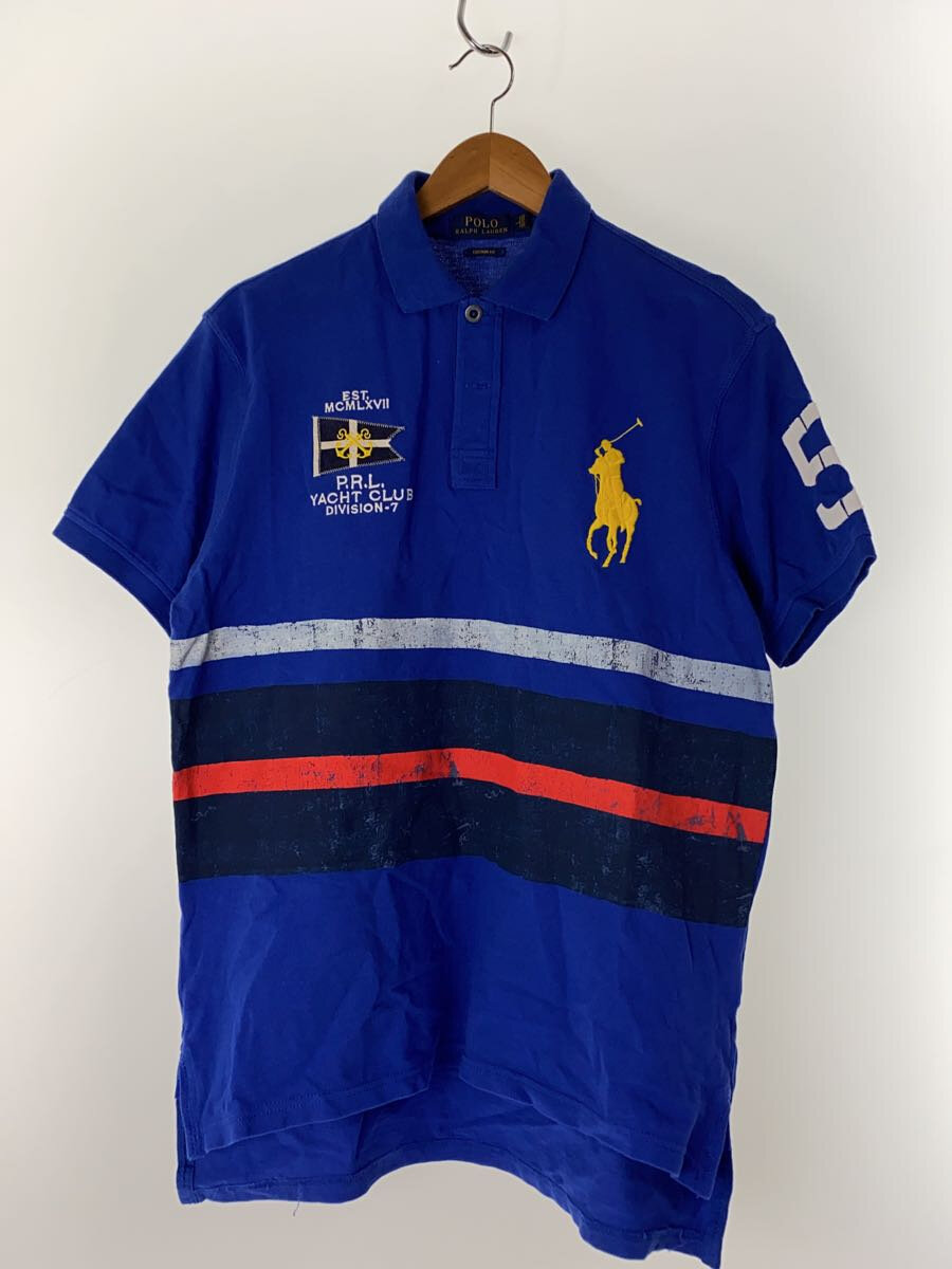 【中古】POLO RALPH LAUREN◆ポロシャツ/L/コットン/BLU【メンズウェア】