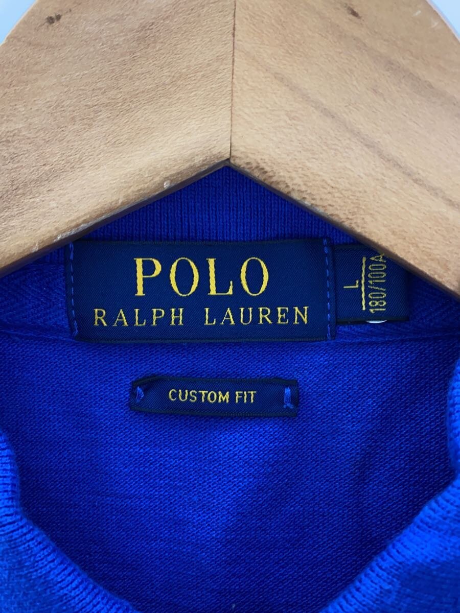 【中古】POLO RALPH LAUREN◆ポロシャツ/L/コットン/BLU【メンズウェア】