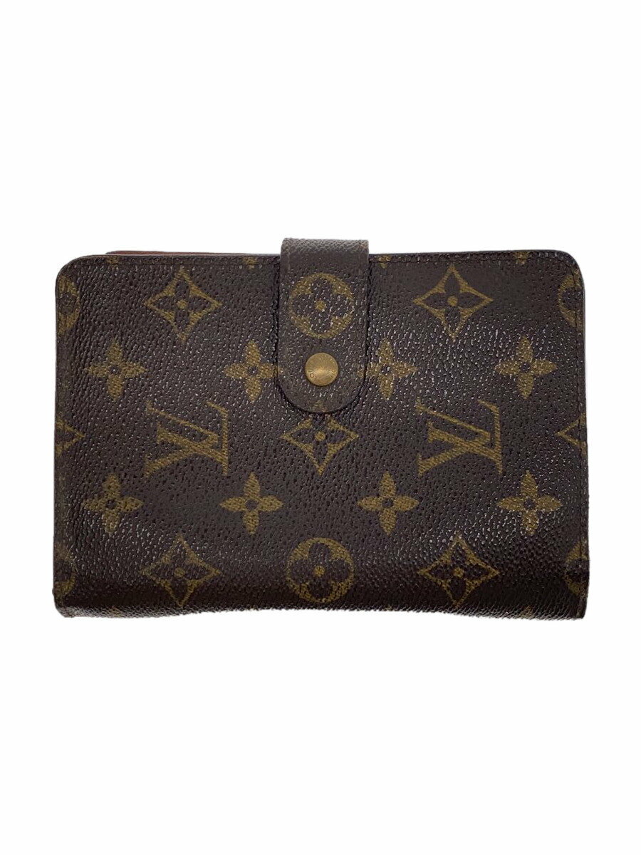 【中古】LOUIS VUITTON◆ポルト・パピエ・ジップ_モノグラム・キャンバス_BRW/PVC/BRW/レディース【服飾雑貨他】